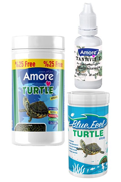 AMORE Turtle Food Sticks 125ml, Bluefeel 100ml Su Kaplumbağası Yüzen Yemi, Multivitamin