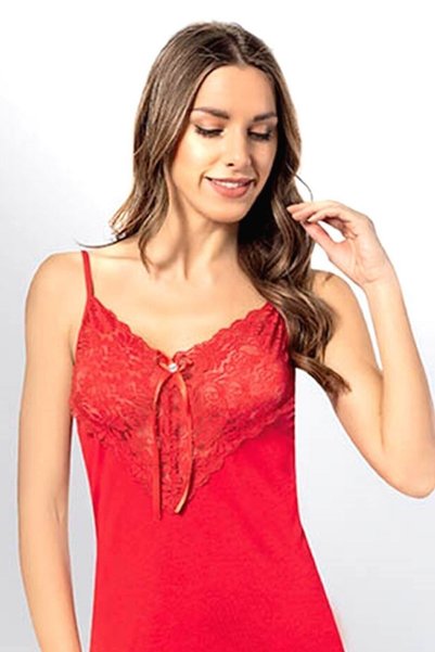 Moldina Women's Red Lace Detailed Nightgown