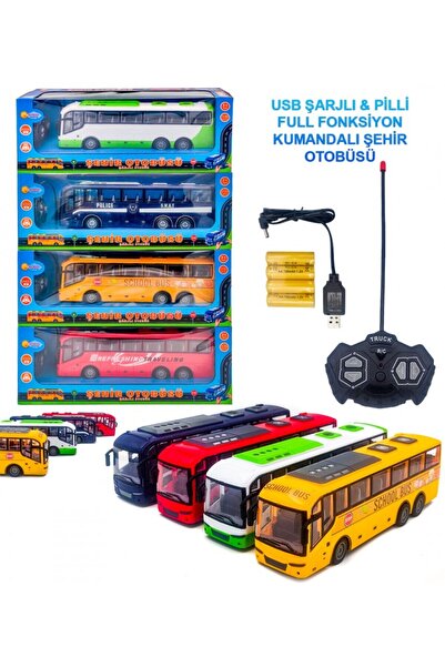 Duman Uzaktan Kumandalı Şarzlı, Pilli Otobüs Oyuncak - MAVİ SU DÜNYASI