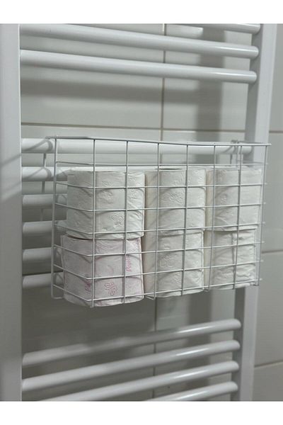 Feronyahome & Garden Ανοξείδωτο μεταλλικό καλάθι καγκουρό κάτω από το ράφι [Λευκό] Καλάθι από χάλυβα ράφι καγκουρό Κρεμαστό καλάθι οργάνωσης ραφιών