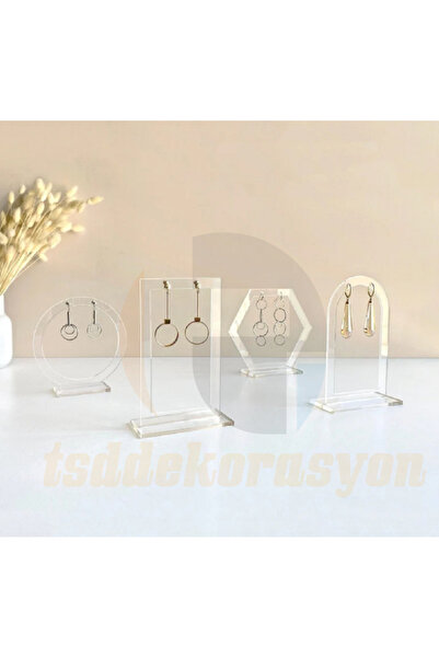 tsddekorasyon Σετ 4 μινιμαλιστικές βάσεις κοσμημάτων - Διαφανής ακρυλική θήκη...