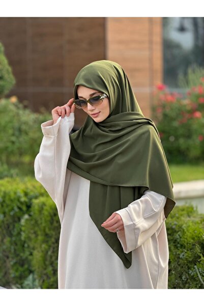 Ahivera Haki Renk Medine İpeği Büyük Boy Eşarp 130*130