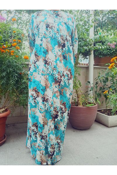 hoaryage Robadan Rochie de mamă cu mânecă lungă, 100% viscoză, cu flori de trandafir, rochie de rugăciune