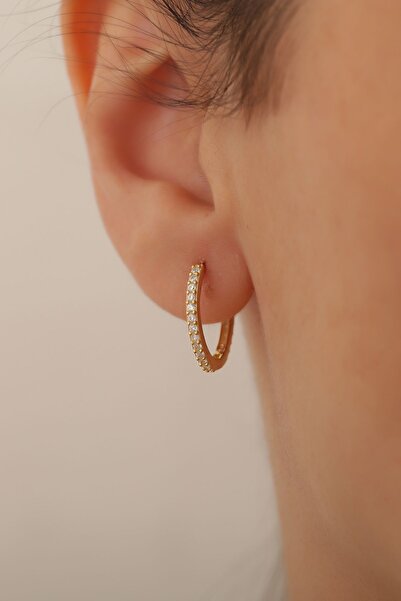 passion silver 14 mm Zircon Stone Women's Earrings - Tamtur Gold