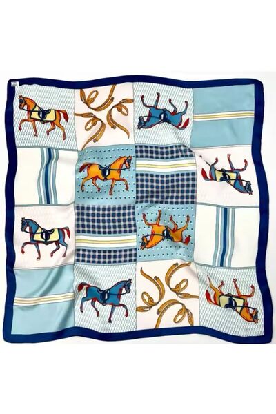 LWP Shop Herme UK Atlı Mavi Eşarp