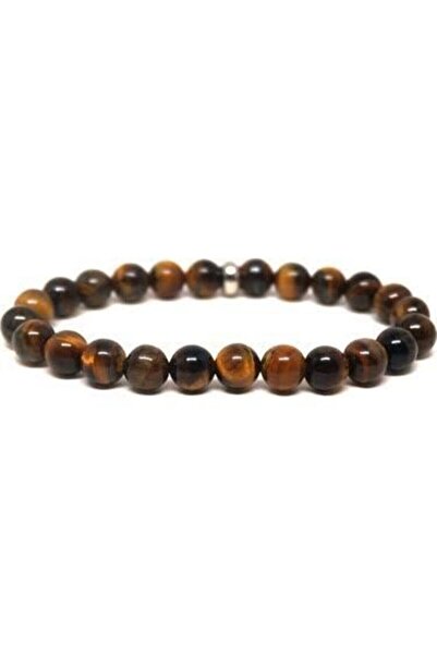 Doğal Taşlar Natural Tiger - Eye Jewelled Bracelet