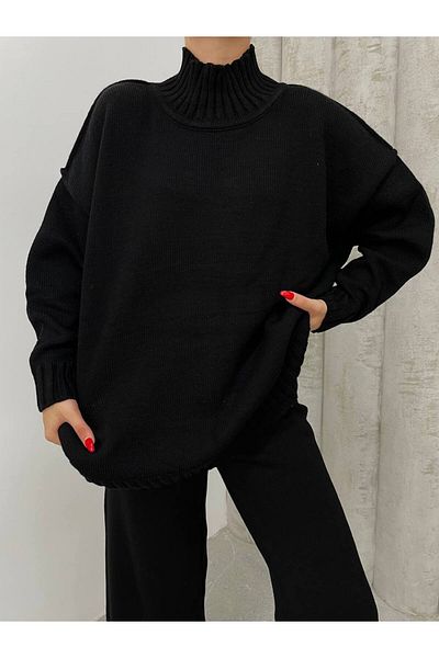 Bak'ap Premium Stand Collar Long Sweater and Trousers Set - Washable