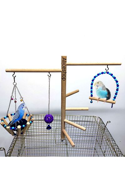 aliceshop Entertainment Platform - Lovebird, Giant Bird on Cage with Perches, for Lovebirds and Sizes