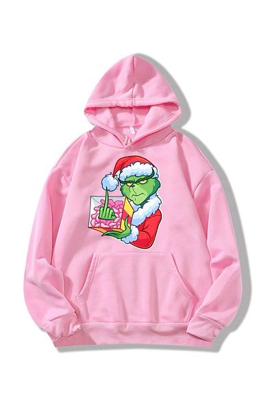 MAD COLLECTİON Φούτερ με στάμπα GRINCH με μακρυμάνικη κουκούλα καγκουρό με κανονική εφαρμογή