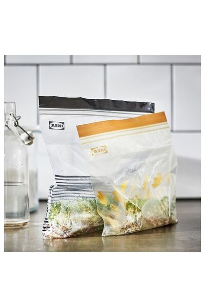 IKEA Kilitlenebilir Buzdolabı Poşeti 50 Adet. ( 25 Adet 1,2 Lt Sarı Ve 25 Adet 2,5 Lt Siyah)