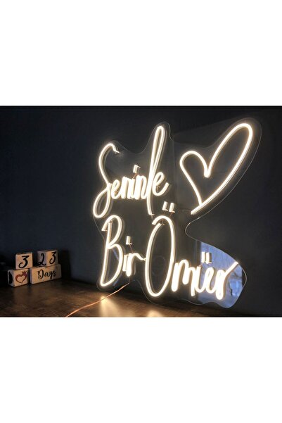 Pleksistore Seninle Bir Ömür Yazılı Neon Led Yazı Pano