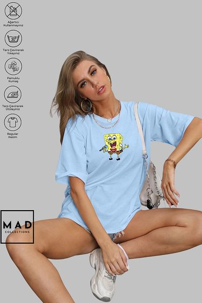MAD COLLECTİON MAD COLLECTION Μπλουζάκι με κοντό μανίκι με στάμπα από βαμβακερό σφουγγάρι με λαιμόκοψη