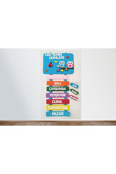 elifletasarim N 00000060   Days of the Week - Felt Educational Material Board