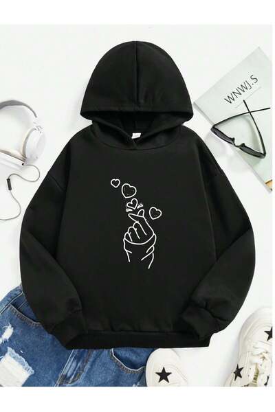 YUNAYT Детски суитшърт с щампа и качулка