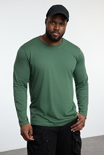 Trendyol Collection Plus Size Black-Khaki-Stone 3-Piece Oversize T-Shirts Pack - Crew Neck 100% Cotton Tmnaw25Bf00004