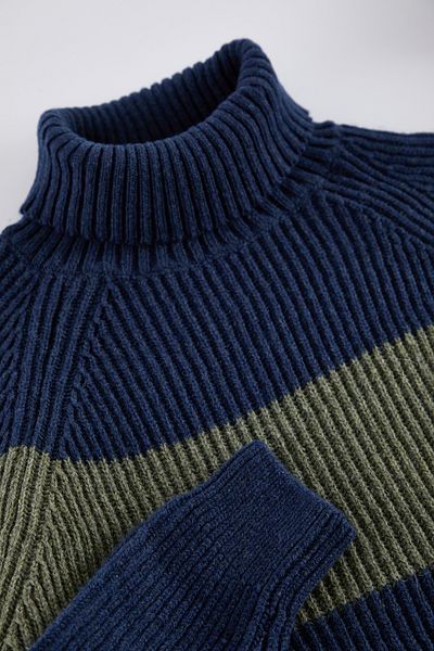 Trendyol Collection Πλεκτό πουλόβερ με ζιβάγκο Χακί - Color Block, Slim Fit TMNAW20KZ0033