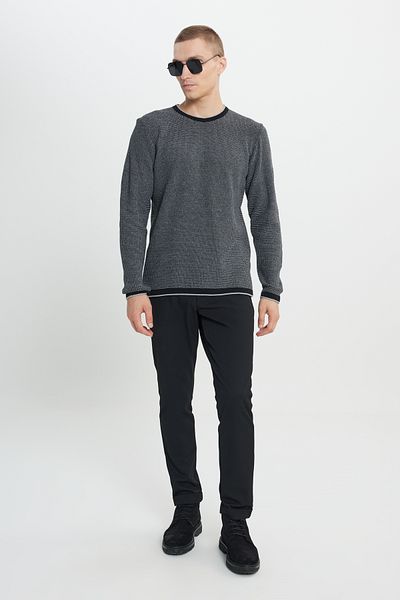AC&Co / Altınyıldız Classics Black-Grey Crew Neck Knitwear Sweater - Men, Standard Fit