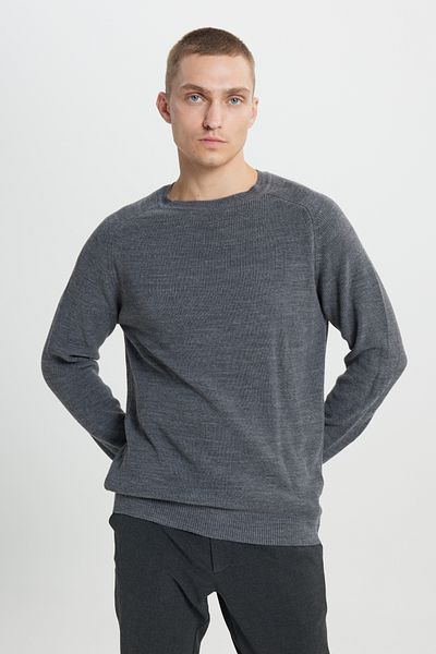 AC&Co / Altınyıldız Classics Pulover pentru bărbați, cu model antracit-melange, tricotaje cu gâtul rotund - Fit standard