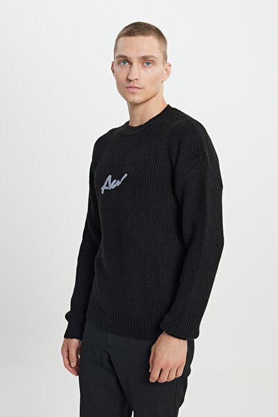 AC&Co / Altınyıldız Classics Ανδρικό πλεκτό πουλόβερ με μαλακή υφή, φαρδιά κομμένη λαιμόκοψη