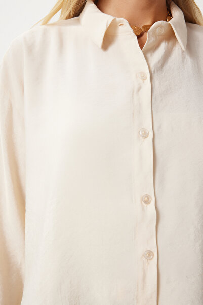 Happiness İstanbul Len Ayrobin Oversize ing - krémszínű, hosszú, TO00141