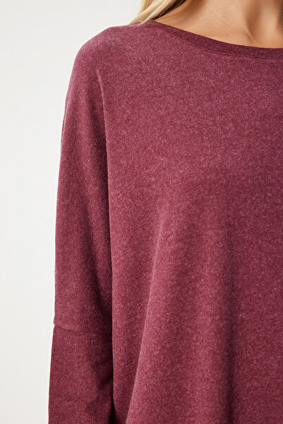 Happiness İstanbul Kadın Gül Kurusu Bisiklet Yaka Yarasa Kol Örme Bluz EN00616