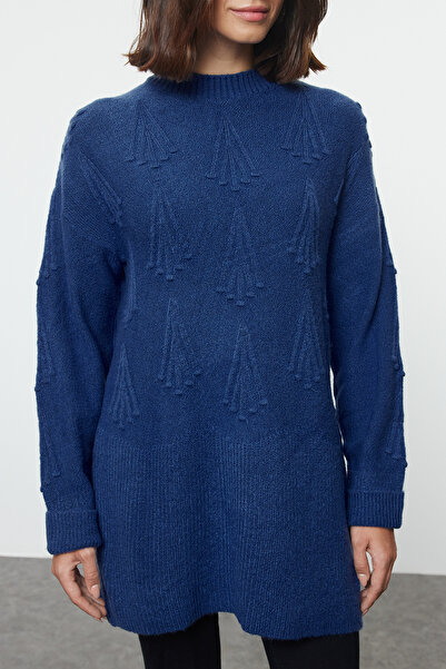Trendyol Modest Pulover de tricotaj cu model indigo - TCTAW25AK00023
