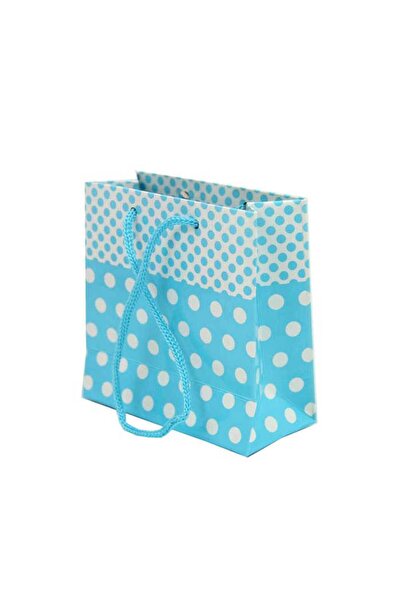 tüfekçioğlu KS 11x11 cm Mavi Puantiyeli Tutma İpli 50 li Mini Karton Çanta