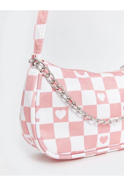 LC Waikiki Patterned Girl's Shoulder Bag with Chain Detail