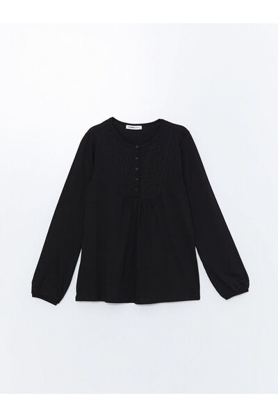 LC Waikiki Γυναικεία μπλούζα με κέντημα με λαιμόκοψη LCW