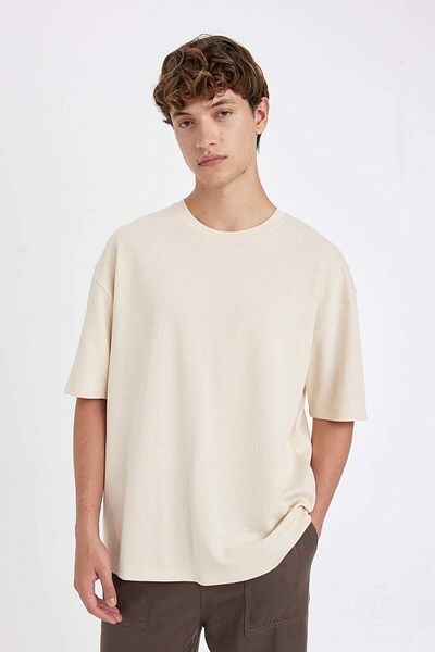 DeFacto Μπλουζάκι DFC - Heavy Fabric Crew Neck Oversize