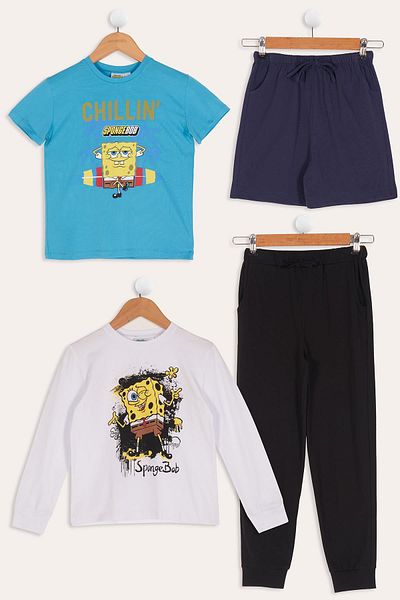 for you kids Set de 4 bucăți cu tricouri, pantaloni scurți, cu imprimeu SpongeBob