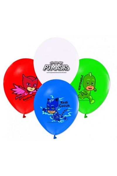 Hayaller Dükkanı 12 Inch 4+1 Pj Maskelilers - Balloon Printed, Licensed Pk:10-