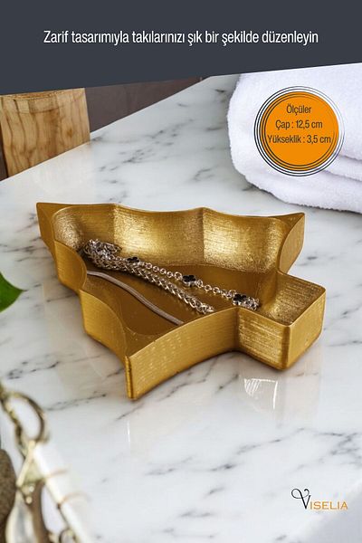 Viselia Jewelry Dish Jewelry Organizer Κοσμήματα Μακιγιάζ Καλλυντικά Organizer Χρυσό Αντίκα Χρώμα Μοντέλο 12