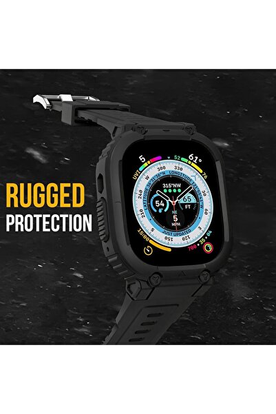 mimtec Apple Watch 3 4 5 6 7 8 9 Ultra 2 Se 44 45 mm Uyumlu Kordon Ultra Korumalı Armor Zırh Silikon Kordon