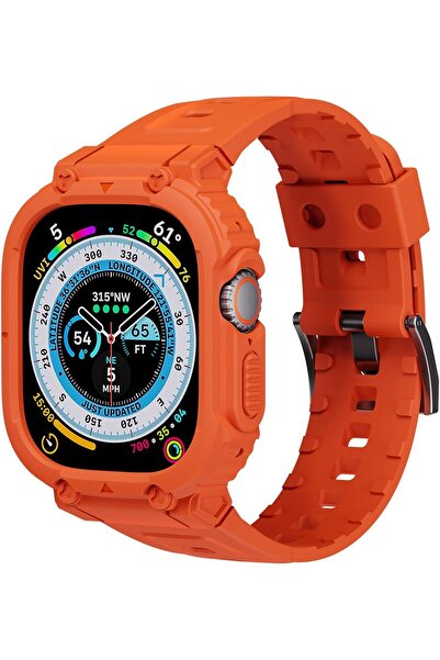 mimtec Apple Watch Ultra Ultra 2 Uyumlu 49mm Uyumlu Kordon Ultra Korumalı Armor Zırhlı Silikon Kordon