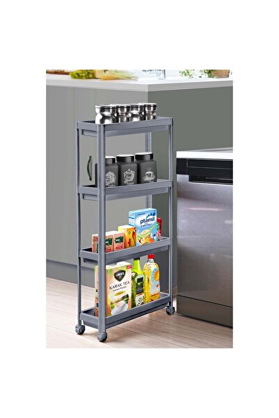 bizdeneve 4Katlı, Tekerlekli, Banyo Rafı ,Mutfak Servis Rafı, Havluluk, Moduler Sampuanlık , Sebzelik