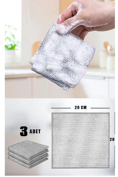 Hane216 Double Layer Dishwashing Wire and Sponge Cloth - Scouring-Proof Kitchen and Bathroom Cloth