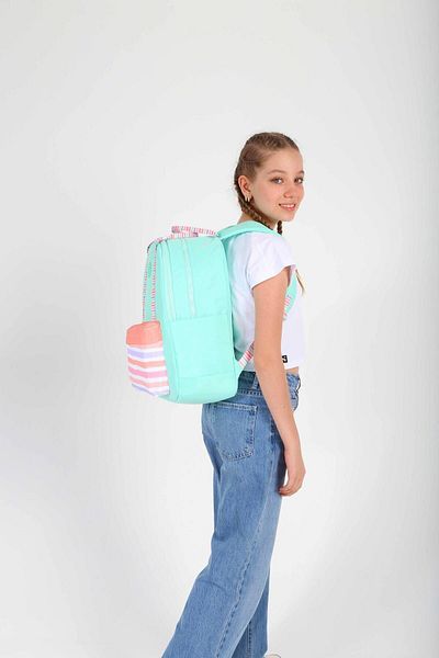 KAUKKO Rucsac cu dungi duble de culoare mentă - K1767