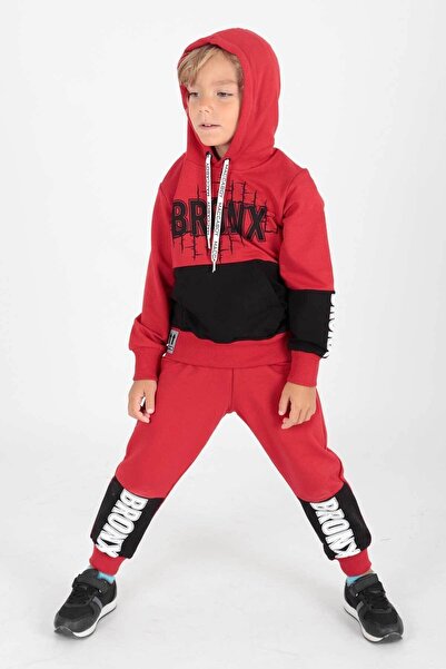 AHENGİM Boy's Bronx Printed Trend Tracksuit Set Ak2235