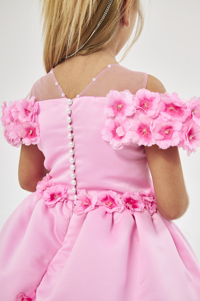 zühre balaban pembe flora 3 d çiçekli kız çocuk abiye elbise