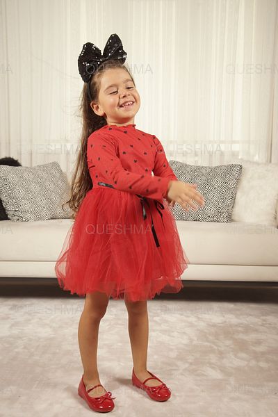 QUESHMA Heart Flexible Lycra Princess Fluffy Dress - Baby Girl