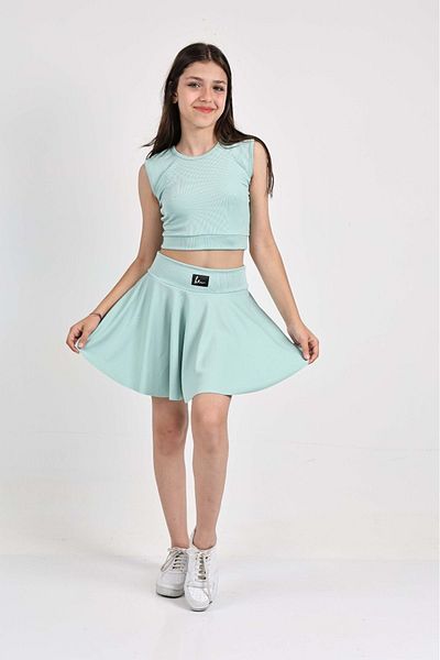 tunays shopping Zero Sleeve Crop Body and Shorts Skirt Athlete Set