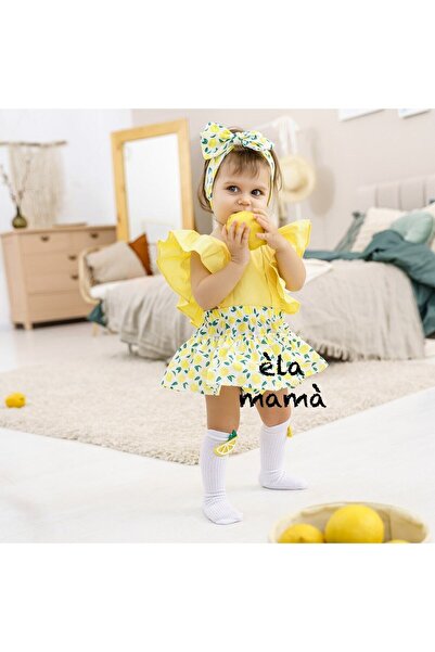 BabyPuff مجموعة جوارب Èla Mamà للفتيات بنقشة الليمون من سالوبيت باندانا ليمون...