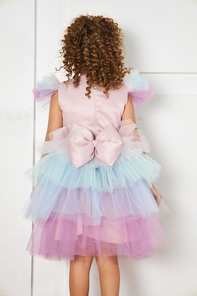 zühre balaban colorful short unicorn girl's evening dress