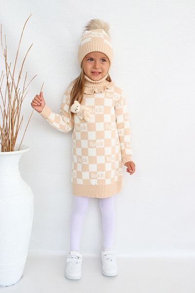 Sevimli Girl's Knitwear Sweater with Beret and Neck Collar - Set of 3
