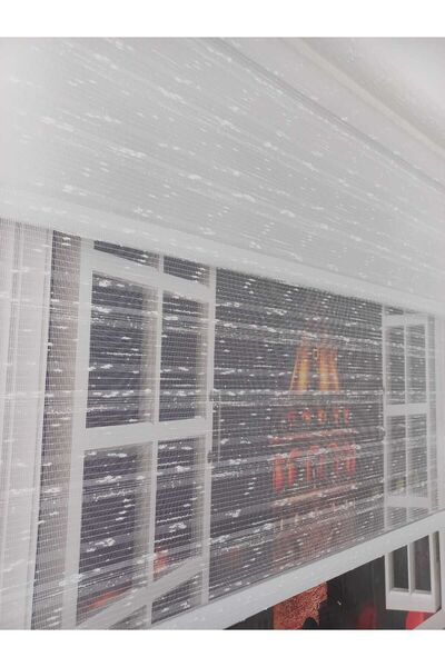 BULUT ÇİFT MEKANİZMALI 1. KALİTE BEYAZ ŞERİT TÜL, BEYAZ POLYESTER STOR