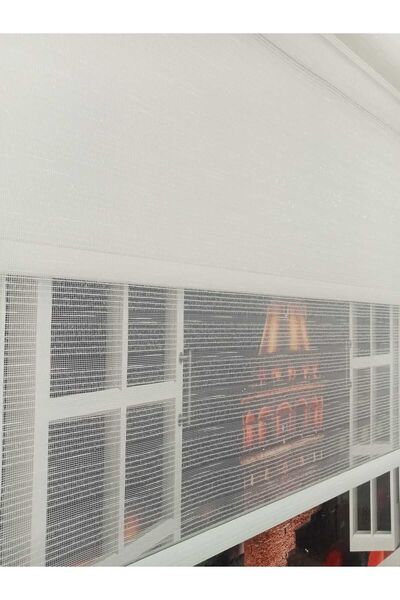 BULUT Çift Mekanizmalı Beyaz Simli Tül, Beyaz Simli Stor Perde (%85 GÜNEŞ KESER)