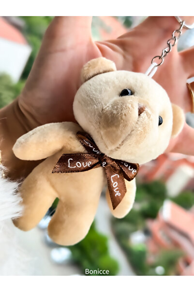 Bonicce Plush Cream Keychain with "Love You" - Gift with Teddy Bear