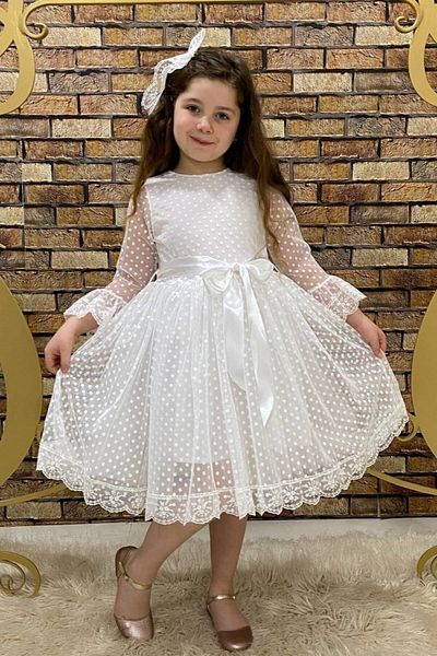 ABİYEKİDS Παιδικό βραδινό φόρεμα White Princess Model - Aby4441