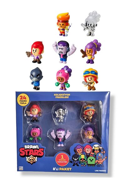 BRAWL STARS Set of 8 Brawls Star Figures - Model 3 - (Amber + Crow)